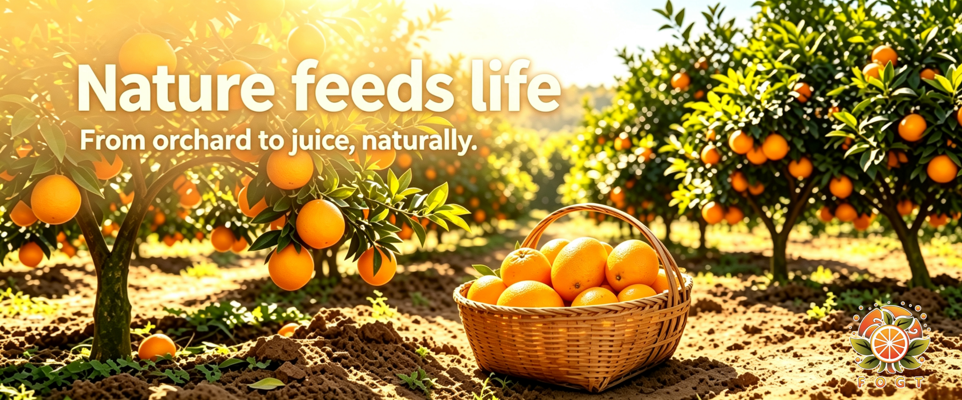 Orchard of orange juice concentrate