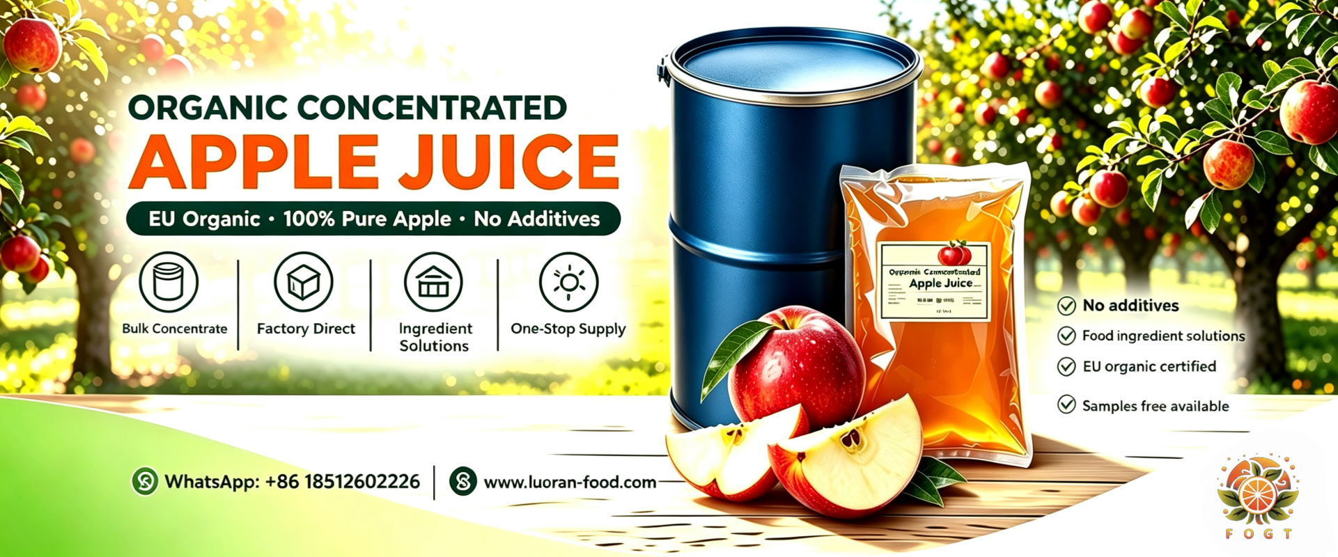 Organic concentrated apple juice