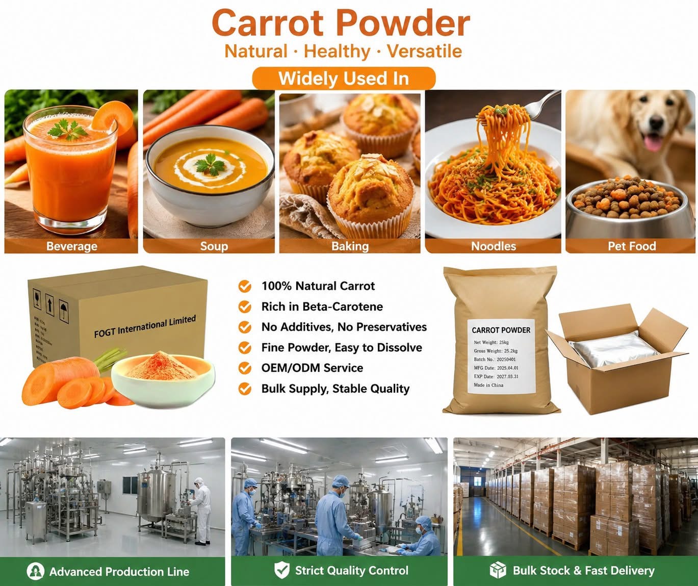 Vacuum-Dried Carrot Powder